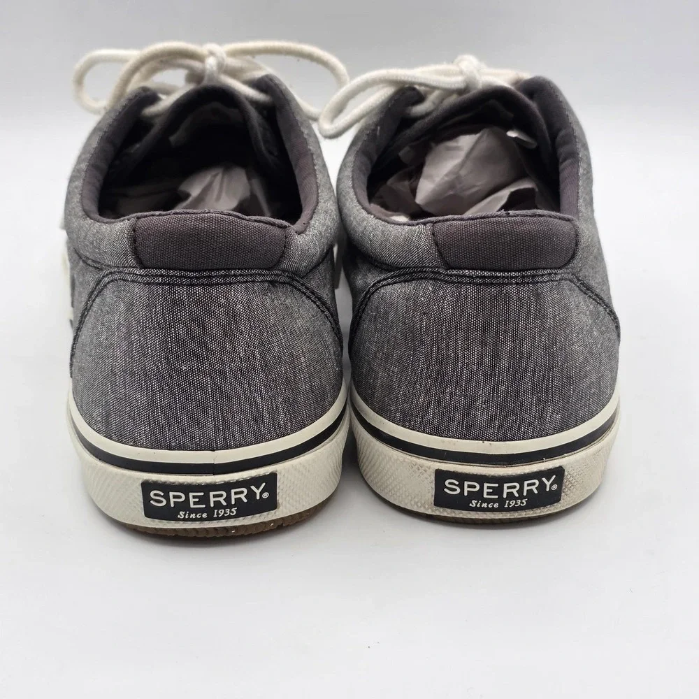 Sperry Top-Sider Shoes Mens 12 Gray Chambray Lace Up Memory Foam Casual STS18845